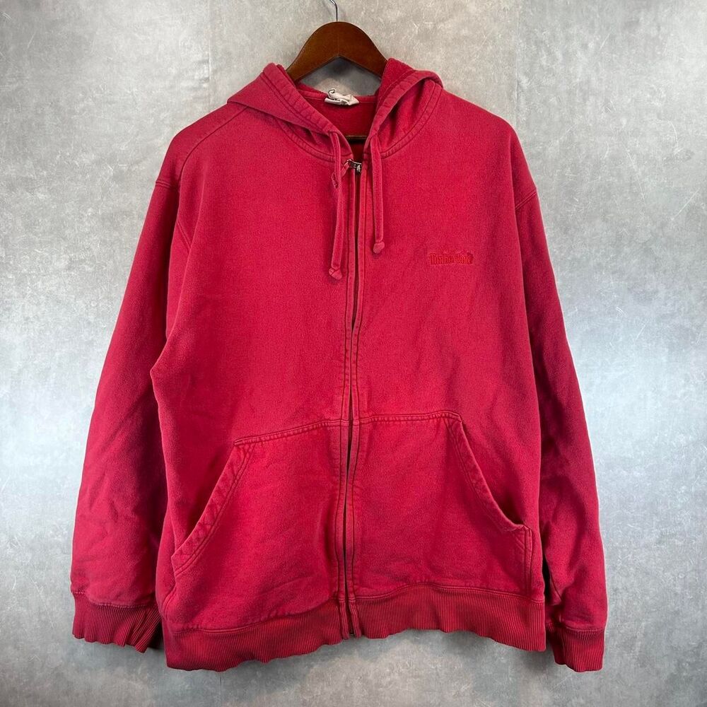 Timberland Men's Red and Burgundy Hoodie
